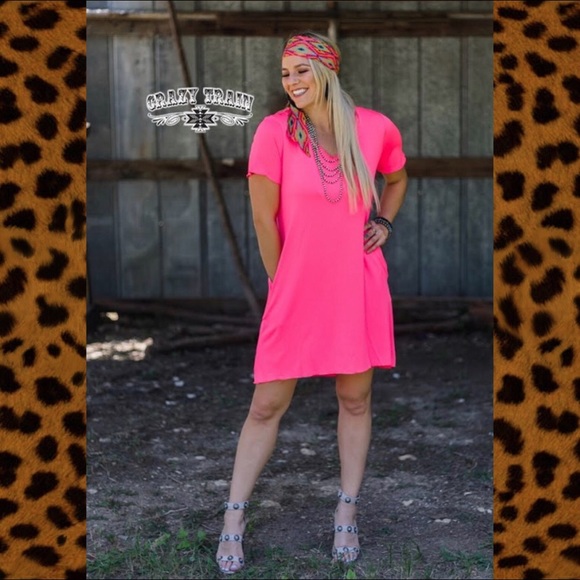 🌞Summer CLEARANCE🌞Crazy Train Neon Pink Shift - Picture 3 of 7